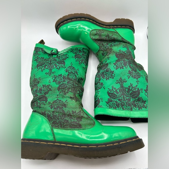 RARE Dr Martens green floral Rain Nellie  Wellies Welly Wellington boot vintage - Picture 4 of 16